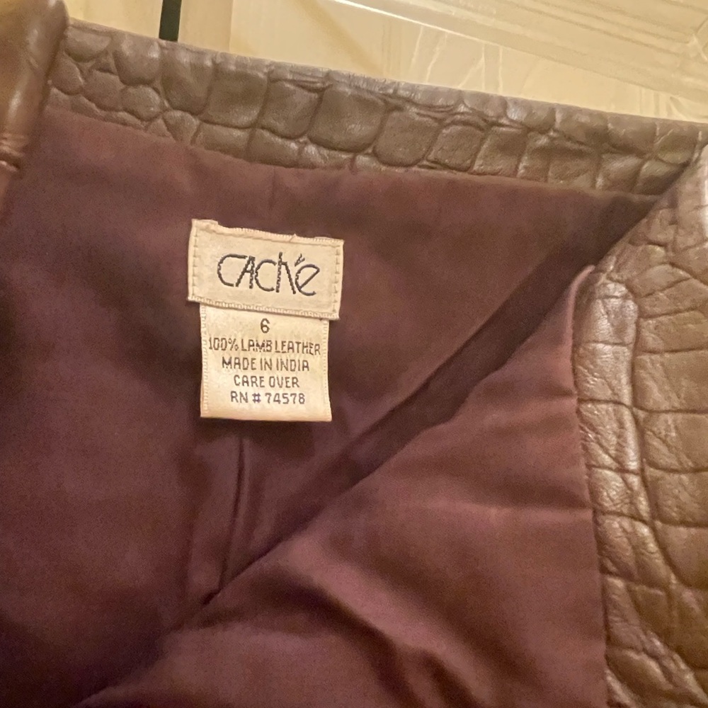 Cache Maroon Leather Boot Cut Pants - Picture 3 of 4